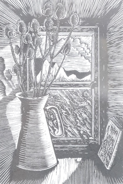 R. A. Pettit, Coastguards View, signed, inscribed and dated '12, limited edition 39/50, wood engraving, 16 x 10cm